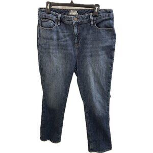 LL Bean Classic Fit Red Blue Plaid Flannel Lined Jeans Women’s Size 14 Regular